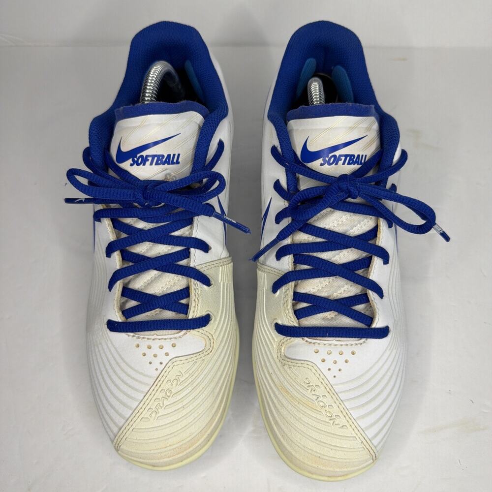 Nike Softball Cleats Lunarlon Hyper Diamond 3 Pro White Blue Women’s 9 Shoes - Picture 5 of 10